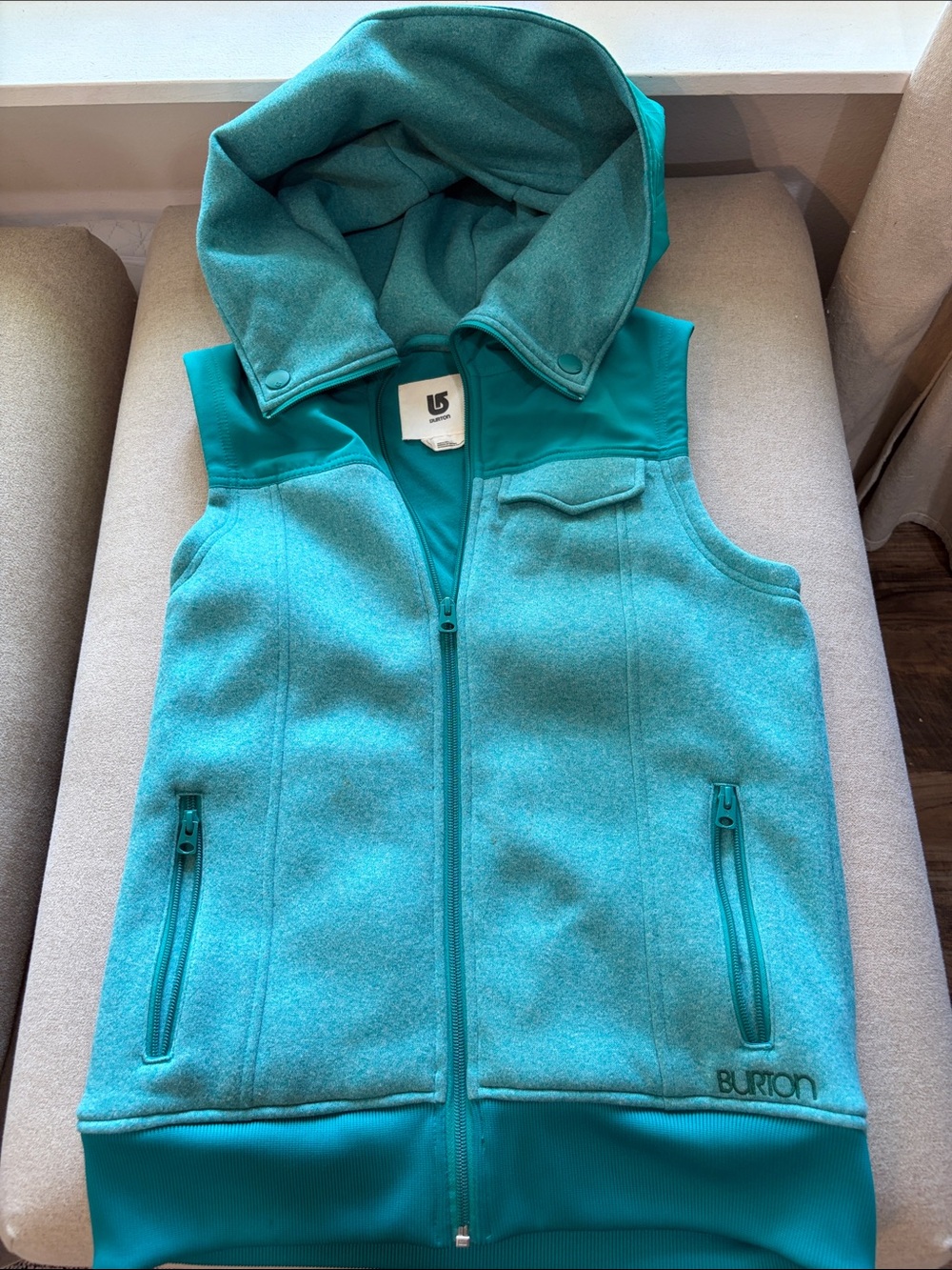 Burton Teal Hooded Fleece Vest